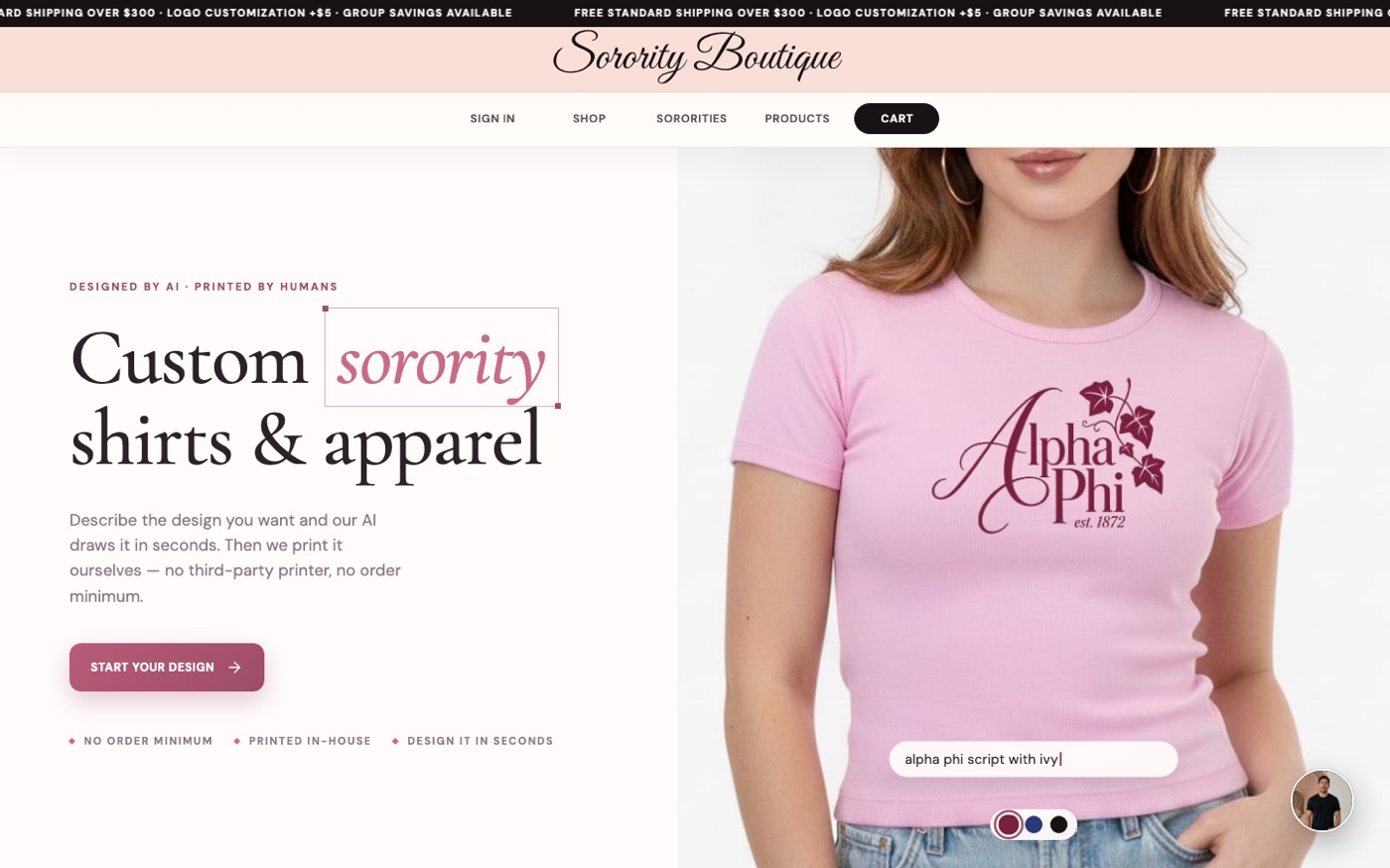 Captura completa de la página web Sorority Boutique
